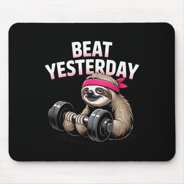 Alfombrilla De Ratón Beat Yesterday Funny Sloth Barbell Training  (Frente)