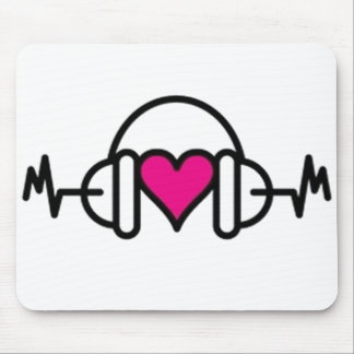 Alfombrilla De Ratón Beats of Love | Corazón rosado con pulso y auricul