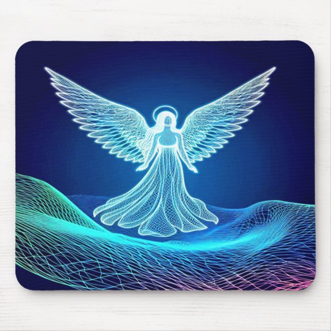 Alfombrilla De Ratón Beautiful White Neon Angel Computer Mousepad (Frente)