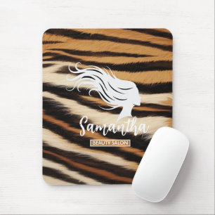 Alfombrilla De Ratón Beauty Salon Custom Name Tiger Print Salon Bag