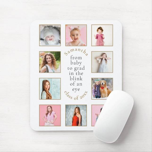 Alfombrilla De Ratón Bebé a grado 10 Fotos Recuerdos de graduados de añ (Con ratón)