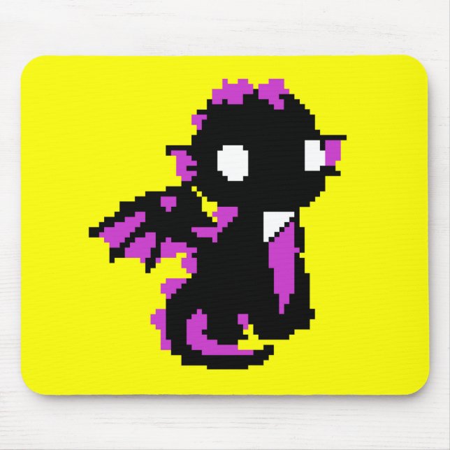 Alfombrilla De Ratón Bebé dragón pixelado lindo (Frente)
