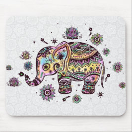 Alfombrilla De Ratón Bebé elefante floral de color lindo Ilustracion