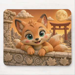 Alfombrilla De Ratón Bebé Kitsune Adorable, Mitológico