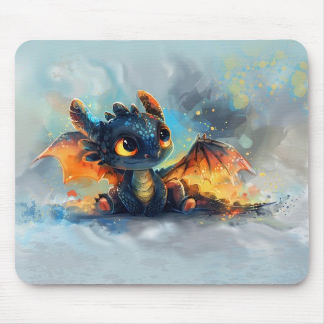 Alfombrilla De Ratón Bebé negro Dragon Mouse Pad (Frente)