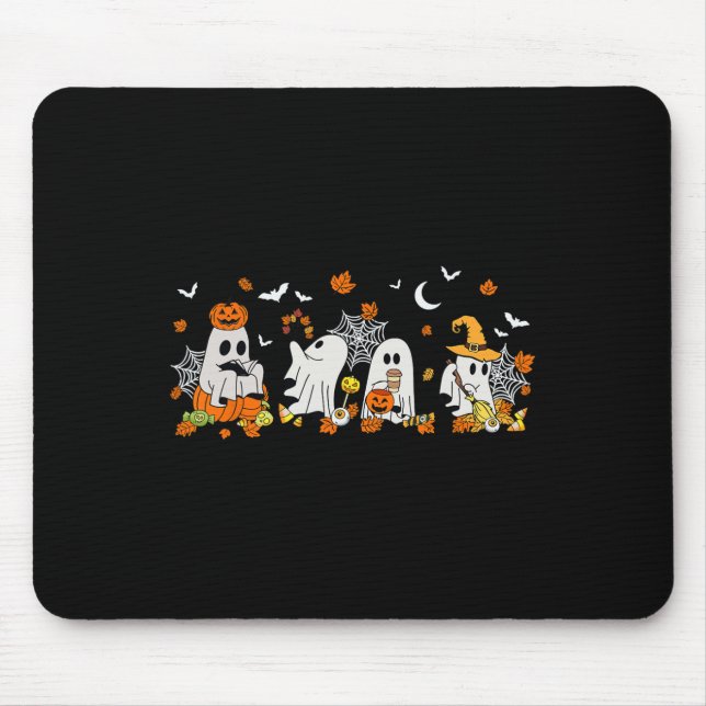 Alfombrilla De Ratón Beber café dulce fantasma Halloween Fall Ghost Bo (Frente)