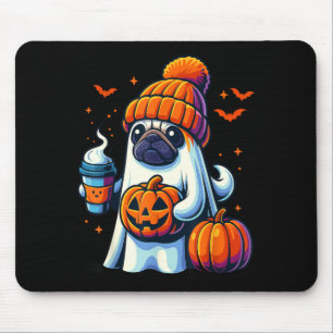Alfombrilla De Ratón Bebidas de calabaza Ghost Dog Beanie Otoño Hallowe