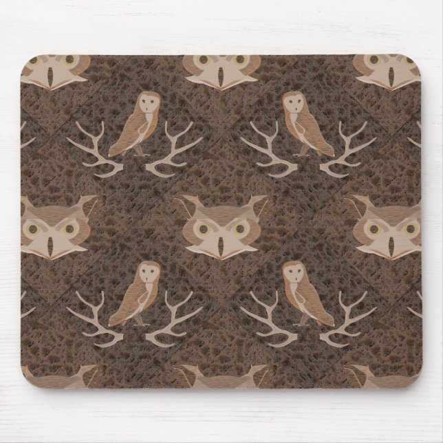 Alfombrilla De Ratón Bechuza de grano y remolacha sobre un patrón de mo (Frente)