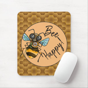 Alfombrilla De Ratón ¡Bee Happy! Cute Honey Bee