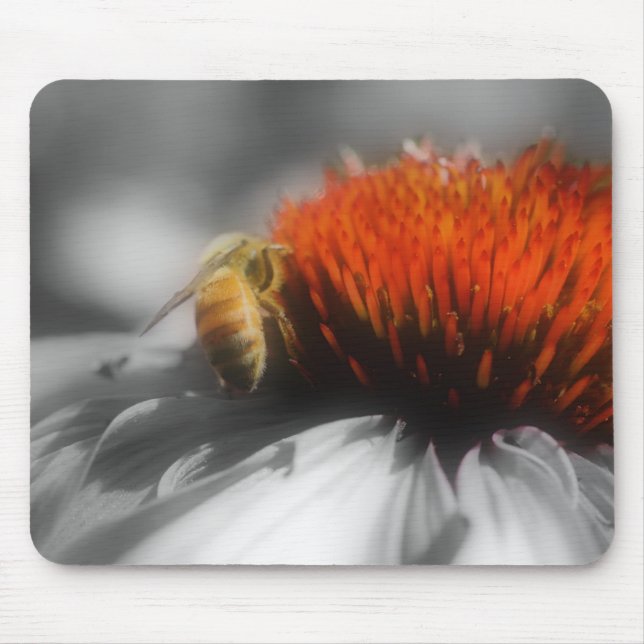 Alfombrilla De Ratón Bee On Flower Close Black Mousepad (Frente)