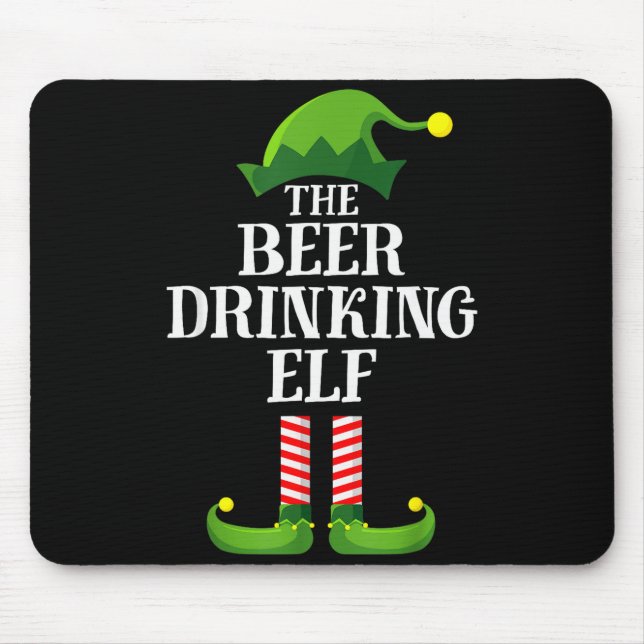 Alfombrilla De Ratón Beer Drinking Elf Matching Family Group Christmas  (Frente)