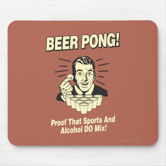 Alfombrilla De Ratón Beer Pong: Prueba de la mezcla de alcohol y deport (Frente)