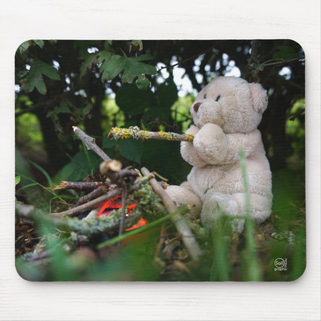 Alfombrilla De Ratón Beertje dat bij kampvuur zit. (Frente)