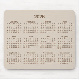 Alfombrilla De Ratón Beige and Brown 2026 Calendar
