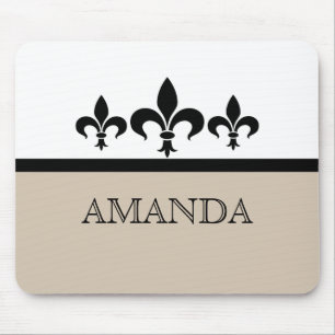 Alfombrilla De Ratón Beige Swanky Fleur De Lis Mousepad