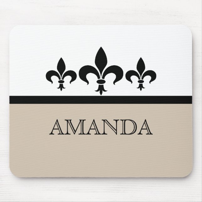 Alfombrilla De Ratón Beige Swanky Fleur De Lis Mousepad (Frente)