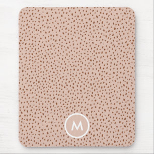 Alfombrilla De Ratón Beige y Boho Terracotta Brown Dots Monograma
