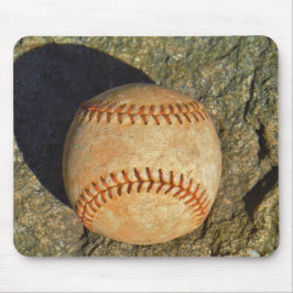 Alfombrilla De Ratón Béisbol Blanco Vintage costura roja