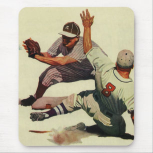 Alfombrilla De Ratón Béisbol Deportivo Vintage, Jugador Deslizándose ha