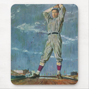 Alfombrilla De Ratón Béisbol deportivo vintage, lanzador en juego de bé