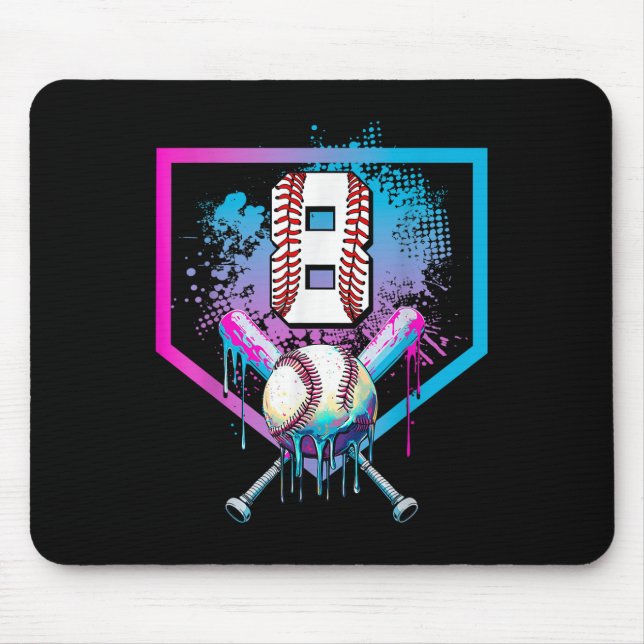 Alfombrilla De Ratón Béisbol Drip 8Cumpleaños Hogar Niños Jóvenes 8 (Frente)