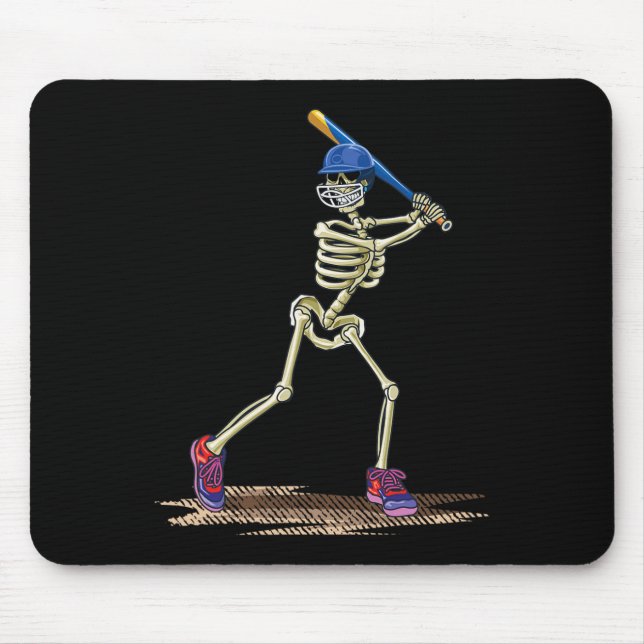 Alfombrilla De Ratón Béisbol Skeleton Halloween Hombres Salón de Béisbo (Frente)
