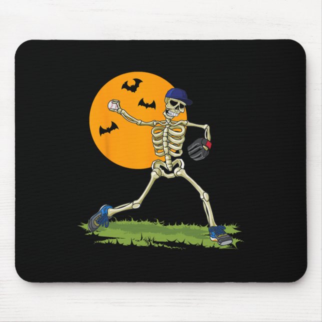 Alfombrilla De Ratón Béisbol Skeleton Halloween Hombres Salón de Béisbo (Frente)