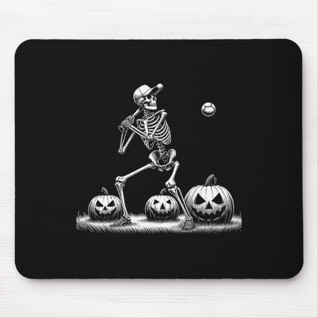 Alfombrilla De Ratón Béisbol Skeleton Jugador Halloween Halloween (Frente)