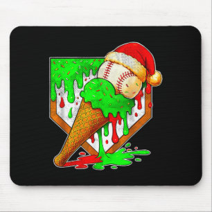 Alfombrilla De Ratón Béisbol Xmas Navidad Béisbol Helado Goteo Bo
