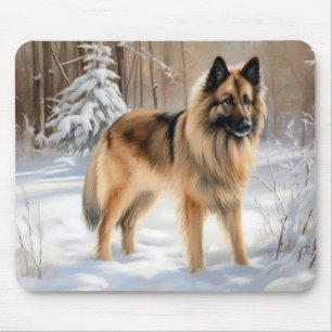Alfombrilla De Ratón Belgian Tervuren Deja que nieve Navidad 
