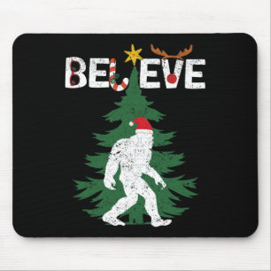 Alfombrilla De Ratón Believe Bigfoot Sasquatch Yeti Santa Hat Navidades
