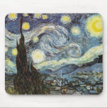 Alfombrilla De Ratón Bella Artes nocturno Van Gogh Starry<br><div class="desc">Noche estrellada,  la pintura más famosa del maestro postimpresionista holandés Vincent van Gogh. Un solitario ciprés,  un pueblo durmiente y un cielo que zumba con estrellas. Vintage retro paisaje naturaleza colorido lindo arte post-impresionismo fino arte.</div>