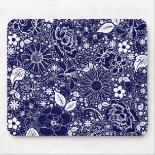 Alfombrilla De Ratón Bellas botánicas Almohadilla del ratón azul