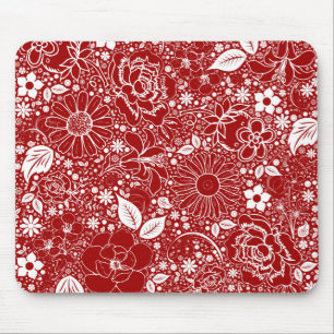 Alfombrilla De Ratón Bellas botánicas Almohadilla del ratón rojo
