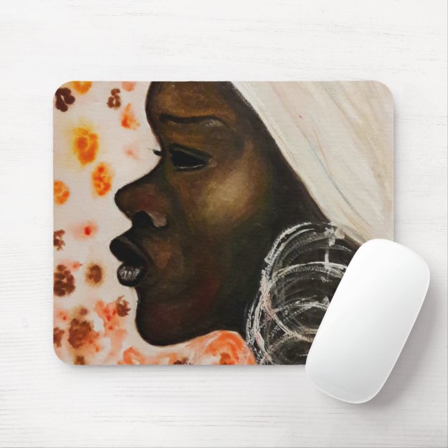 Alfombrilla De Ratón Belleza africana: pintura acuarela (Con ratón)