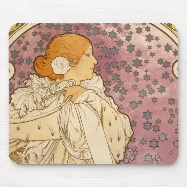 Alfombrilla De Ratón Belleza de mujer mucha Art Nouveau (Frente)