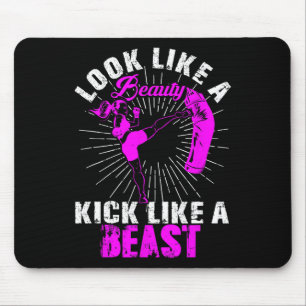 Alfombrilla De Ratón Belleza Kickboxing Bestia Kickboxer Chica Luchador
