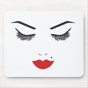Alfombrilla De Ratón Belleza Maquillaje Cara Pestañas y Labios Rojos Sa