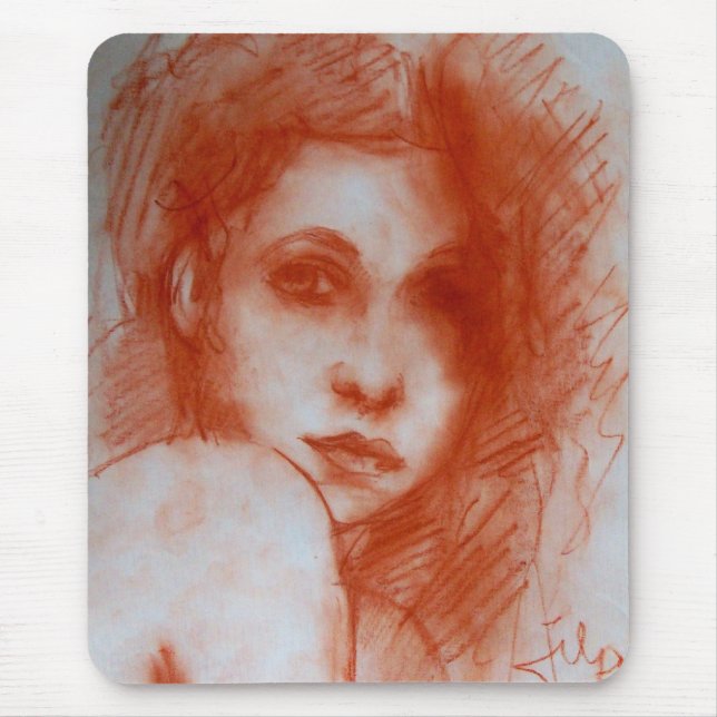 Alfombrilla De Ratón BELLEZA ROMÁNTICA / Retrato femenino en Sepia Brow (Frente)