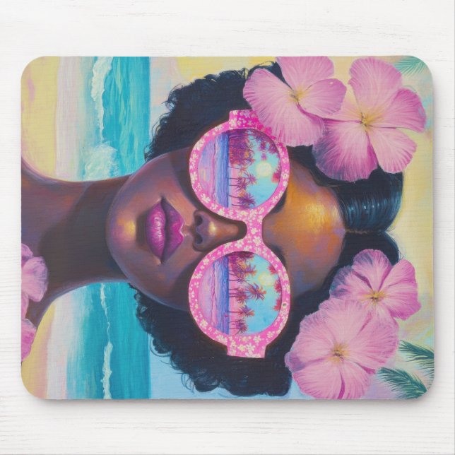 Alfombrilla De Ratón Belleza tropical en tonos rosados (Frente)