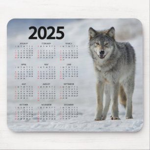 Alfombrilla De Ratón Bello calendario de Lobo de Madera 2025