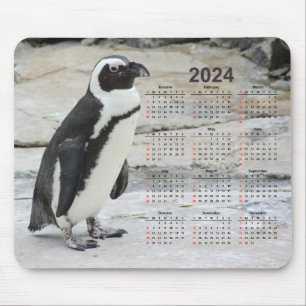 Alfombrilla De Ratón Bello calendario Pingüino Blanco y Negro 2024
