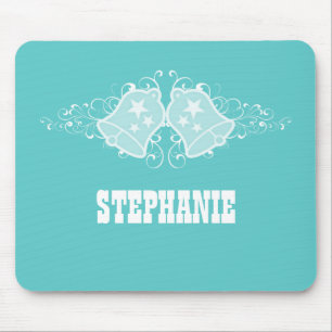 Alfombrilla De Ratón Bells de vacaciones y Swirls Mousepad, Aqua