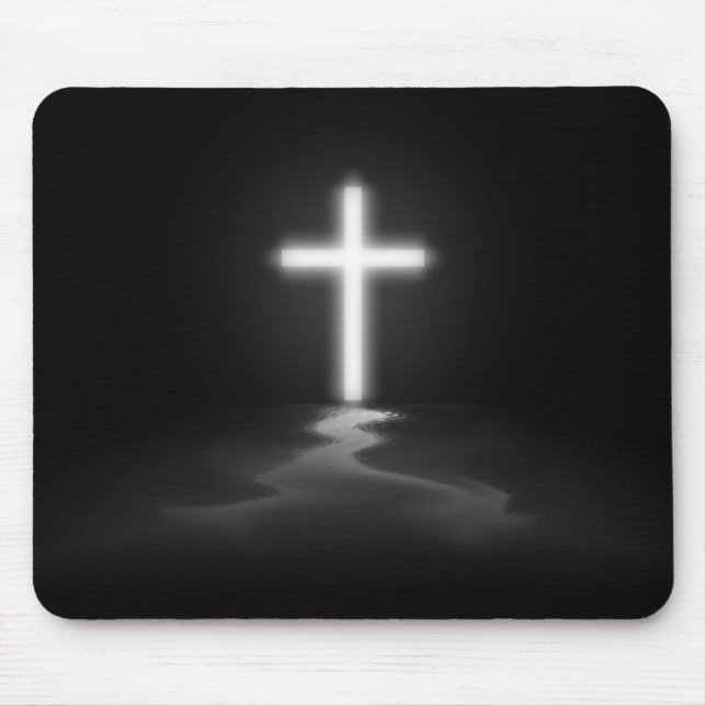 Alfombrilla De Ratón Bendice La Delgada Cruz De La Línea Azul (Frente)