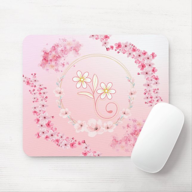 Alfombrilla De Ratón Bendición de primavera - Ilustracion floral rosado (Con ratón)