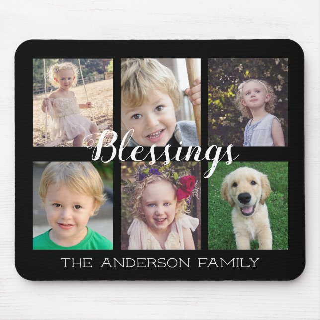 Alfombrilla De Ratón Bendiciones familiares | 6 COLLAGE DE FOTOS (Frente)