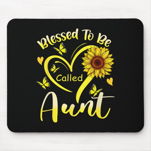 Alfombrilla De Ratón Bendita Que La Llamen Tía Sunflower Cute Floral Mo (Frente)