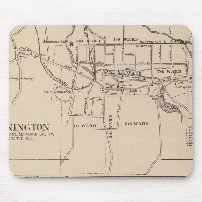 Alfombrilla De Ratón Bennington y Plan de Battleboro (Frente)