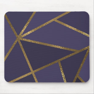 Alfombrilla De Ratón Berenjena Púrpura Oro Bronce Geométrico Glam Chic