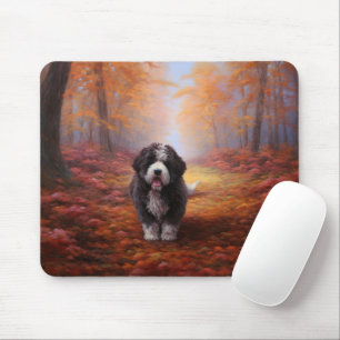 Alfombrilla De Ratón Bernedoodle en otoño se inspira la caída de las ho